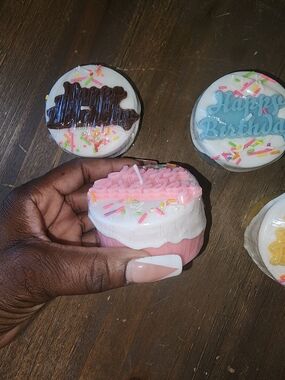 Pink and White Cupcake Candle with Sprinkles